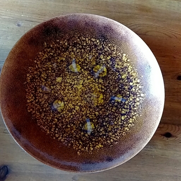 None Other - Brown Enamel 9" Bowl on Copper EUC